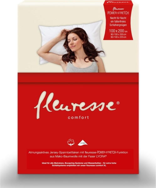 fleuresse Mako-Jersey-Spannlaken Comfort Farbe Creme 2610 Größe: 100x200 cm Bild 2