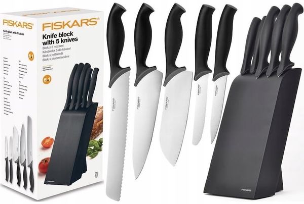 Excellent Houseware komplet 5 noży Fiskars 1073023 czarny
