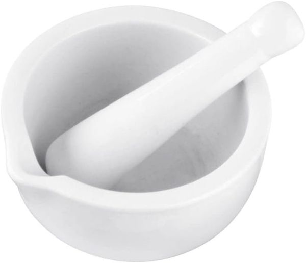 Fackelmann Porzellan Mörser & Stößel – Perfekt für frisch gemahlene Gewürze, Spülmaschinengeeignet, Ø 12cm, Weiß, Weiss/opulenter Garten
