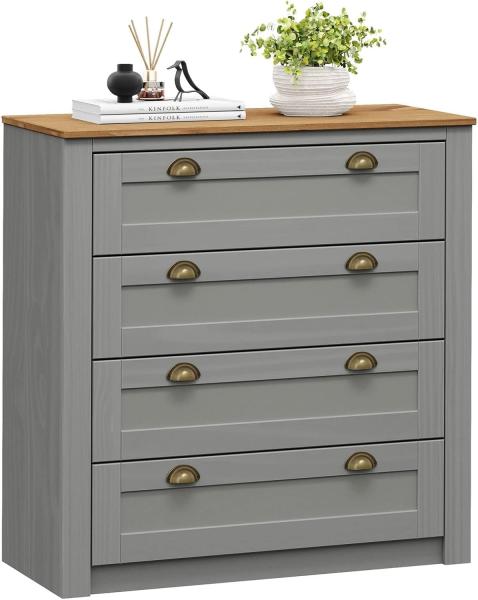 IDIMEX Kommode BOLTON, Kommode mit 4 Schubladen aus Kiefer in grau/braun Sideboard aus Massiv