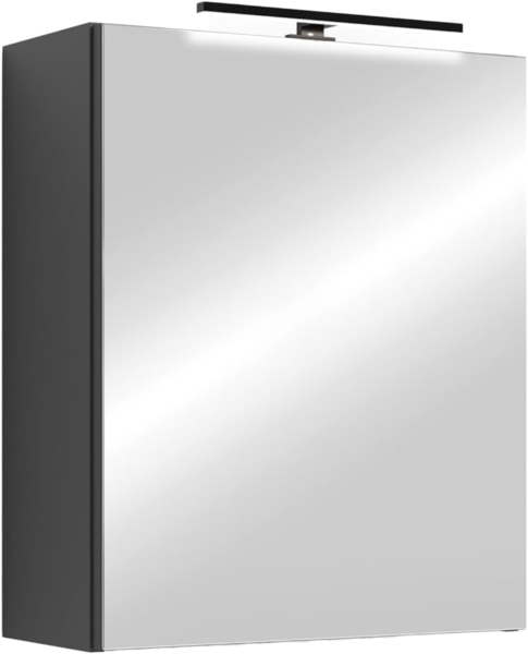byLIVING Spiegelschrank Spree/Korpus matt anthrazit mit Spiegeltüren/Hängeschrank mit Soft-Close-Funktion/Inkl. LED-Beleuchtung/Badschrank mit Stecker- und Schalterdose/B 50, H 60, T 20 cm