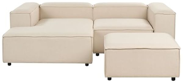 Rechtsseitiges Ecksofa mit Ottomane ARDAL Stoff Beige Rechtsseitig