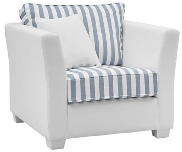 Sessel Hooge in creme und blau 95 cm