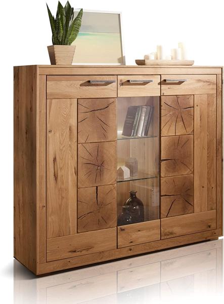 Möbel-Eins WINSTON II Highboard, Material Massivholz, Wildeiche geölt