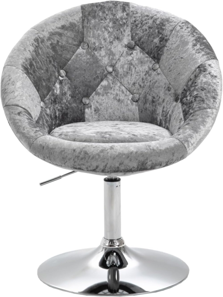 SVITA Havanna Premium Stuhl Lounge Clubsessel Drehsessel Samt-Optik glänzend Retro Silber Bar-Stuhl Schalenstuhl Bild 4