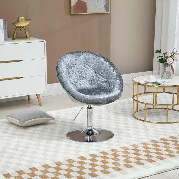 SVITA Havanna Premium Stuhl Lounge Clubsessel Drehsessel Samt-Optik glänzend Retro Silber Bar-Stuhl Schalenstuhl Bild 2