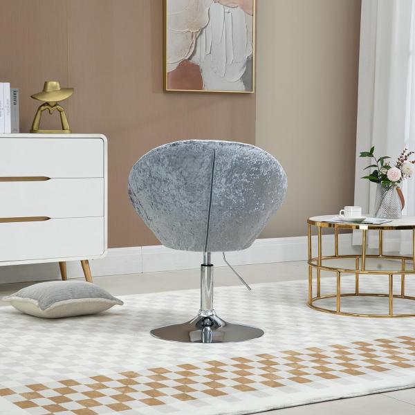 SVITA Havanna Premium Stuhl Lounge Clubsessel Drehsessel Samt-Optik glänzend Retro Silber Bar-Stuhl Schalenstuhl Bild 7