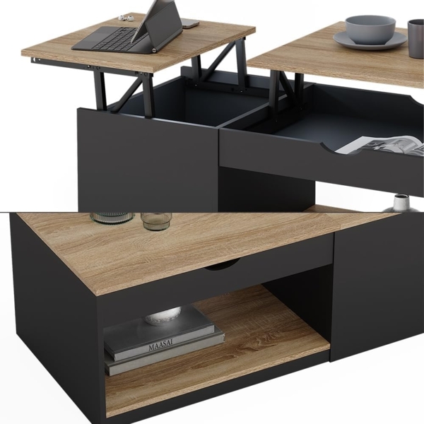 Couchtisch Avela Schwarz 55 x 110 cm Vicco Bild 6