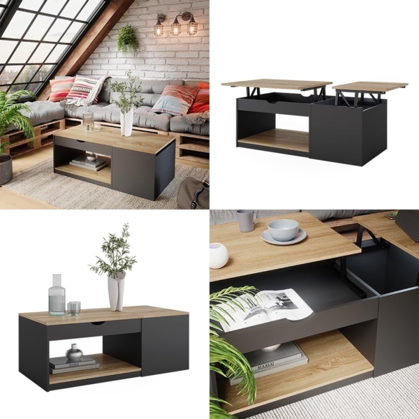 Couchtisch Avela Schwarz 55 x 110 cm Vicco Bild 8