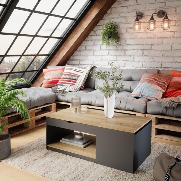 Couchtisch Avela Schwarz 55 x 110 cm Vicco Bild 2