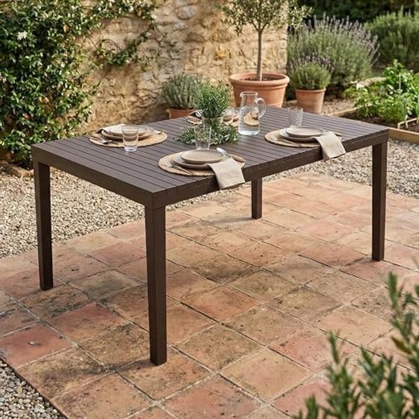 Dmora - Außentisch Maratea, rechteckiger Esstisch, Mehrzweck-Gartentisch, 100% Made in Italy, 150 x 90 x 72 cm, Anthrazit