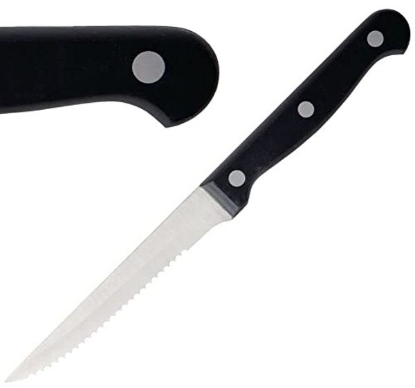 Olympia Steakmesser mit schwarzem Griff 21,5cm, 12 Stück, Edelstahl 18-0
