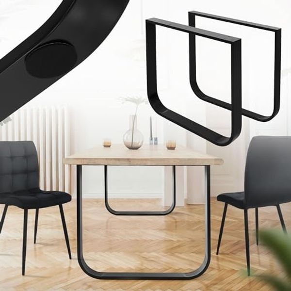 ML-DESIGN Tischbein 2er Set Tischgestell aus Metall Industrial-Design für DIY Projekte, Kufengestell O-Form Schwarz für Esstisch/Schreibtisch DIY-Projekte