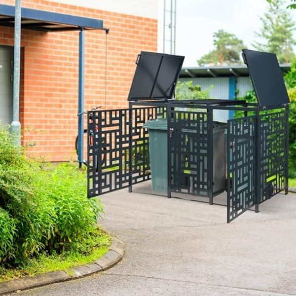 Mülltonnenverkleidung Bernalda für 3 Tonnen Stahl Anthrazit [casa. pro]