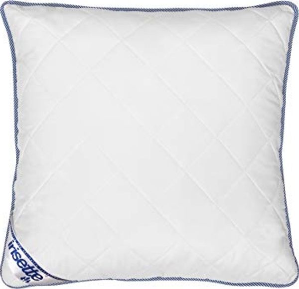 Irisette Body Contour Kopfkissen 2er Set 80x80 cm mit abnehmbarem Bezug aus softer Microfaser, waschbar bis 60°C, weiß / blau, Öko-Tex zertifiziert, produziert nach deutschem Qualitätsstandard