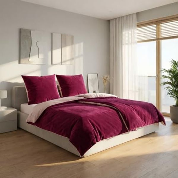 KiNZLER Bettwäsche Cashmere Touch, Microfaser, 2 teilig, Wendebettwäsche, beere-rosa
