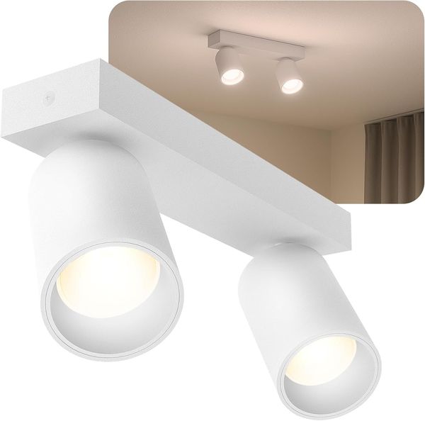 SSC-LUXon LED Aufbaustrahler NUVIO Deckenspot 2 flammig weiß Deckenlampe mit 7W dimmbar neutralweiß, Neutralweiß