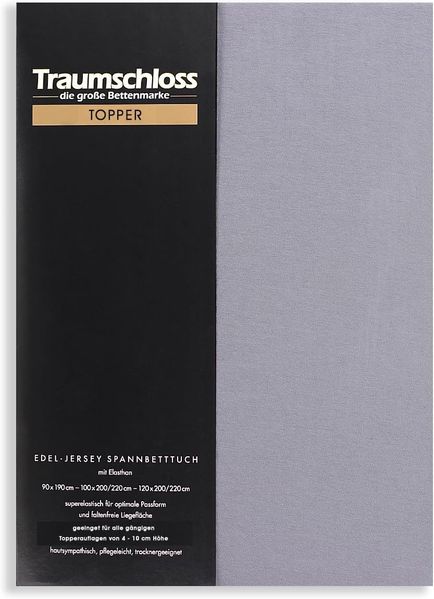 Traumschloss Topper Edel-Jersey Spannbettlaken grau 180-200x200-220