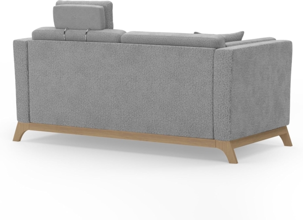 Cavadore 2,5er-Sofa Vida / 2,5-Sitzer Couch im trendigen Design mit massivem Holzrahmen in Buche, Kopfstütze mit Kuschelkissen / 183 x 84 x 93 / Chenille, Grau Bild 4