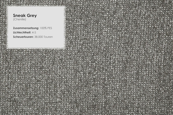 Cavadore 2,5er-Sofa Vida / 2,5-Sitzer Couch im trendigen Design mit massivem Holzrahmen in Buche, Kopfstütze mit Kuschelkissen / 183 x 84 x 93 / Chenille, Grau Bild 7