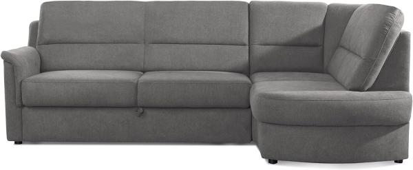 Cavadore Ecksofa Paris mit Federkern / Kleines L-Sofa mit Ottomane / 243 x 87 x 155 / Grau