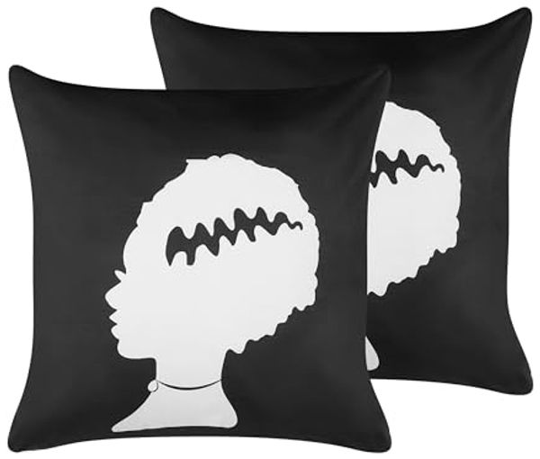 Kissen 2er Set Abstraktes Muster MANDEVILLA Samtstoff 45 x 45 cm Schwarz