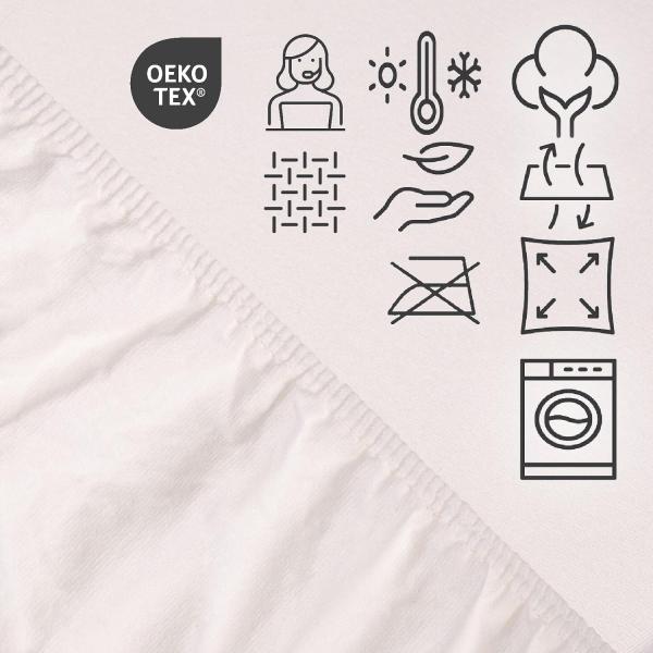 AVANTGARDE Premium Spannbetttuch - 140x200 cm -160x220 cm - 40cm Steg - auch für Boxspringbett & Wasserbett - Spannbettlaken ca. 170g/m² - Bettlaken 100% Jersey Baumwolle, ÖKO-TEX (01 Weiß) Bild 6