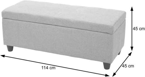 Aufbewahrungs-Truhe Kriens, Sitzbank Bank, Stoff/Textil, 45x114x45cm FSC®-zertifiziert ~ schwarz Bild 2
