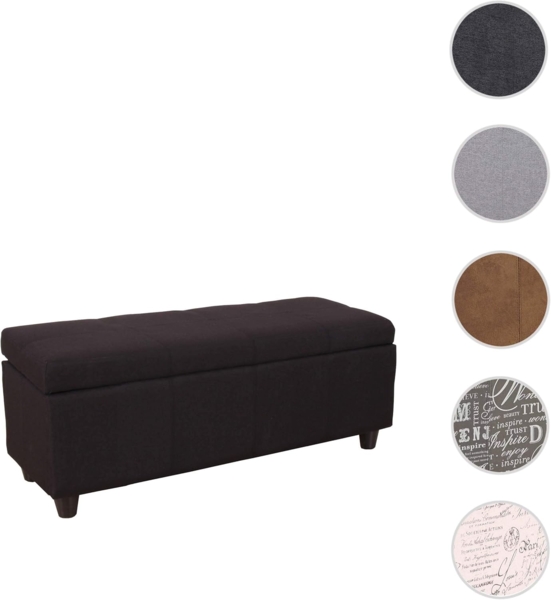 Aufbewahrungs-Truhe Kriens, Sitzbank Bank, Stoff/Textil, 45x114x45cm FSC®-zertifiziert ~ schwarz Bild 7