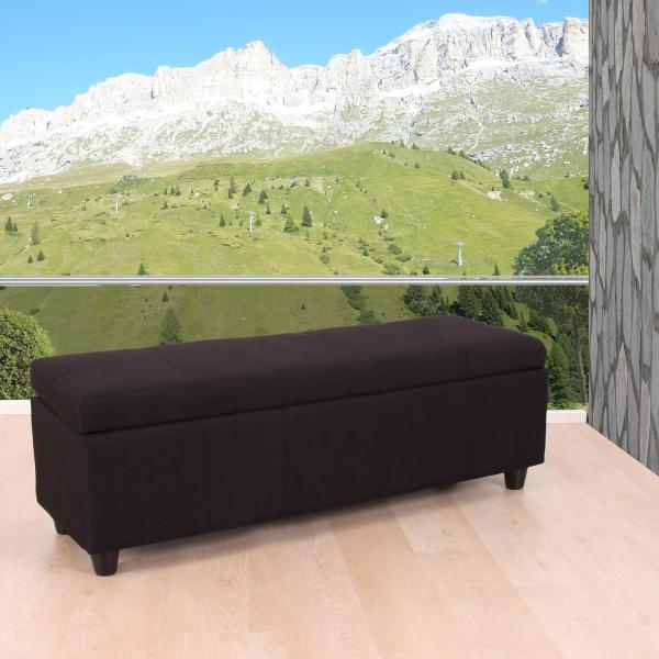 Aufbewahrungs-Truhe Kriens, Sitzbank Bank, Stoff/Textil, 45x114x45cm ~ schwarz