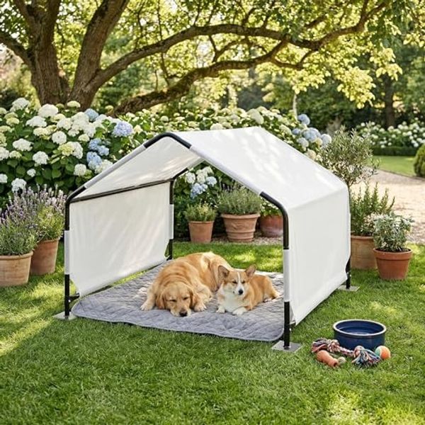 Outdoor Hundezelt Valevali 122x122x90 cm Schwarz/Weiß [en. casa]