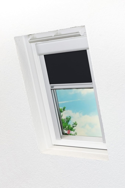 Lysel - Qualitätsdachfensterrollo abdunkelnd schwarz Rollo geeignet für Velux Dachfenster SK06, 606, (B x H) 97.30cm x 99.50cm in schwarz Bild 4
