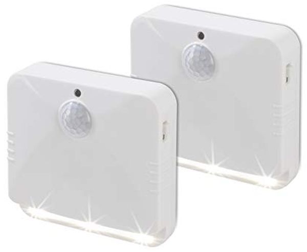 EASYmaxx LED-Sensorlicht eckig 2er-Set 4,5V weiß mit Bewegungsmelder