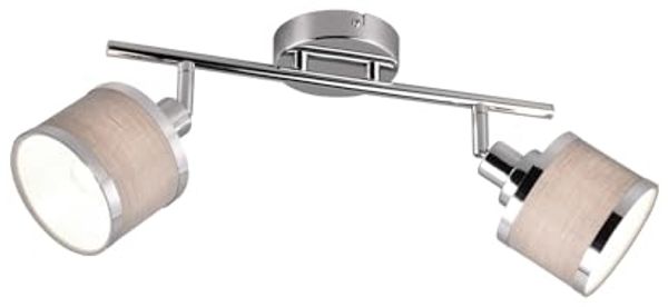 LED Deckenstrahler 2-flammig mit Stoffschirmen Grau, Breite 52cm