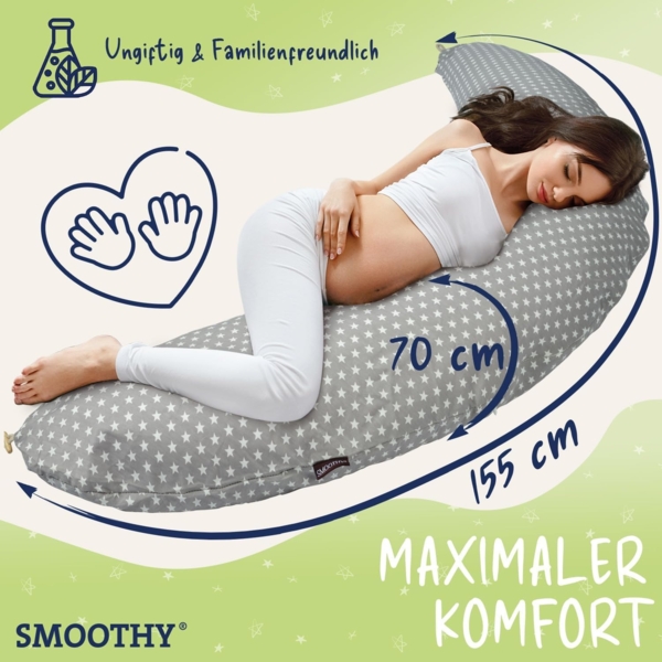 Smoothy Stillkissen Schwangerschaftskissen Seitenschläferkissen Schlaf Lagerungskissen Bild 6