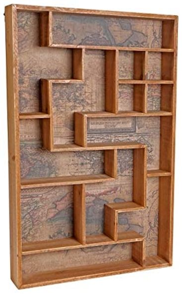 Setzkasten HWC-F35, Wandregal Sammlerkasten, Shabby-Look Vintage 70x45x8cm