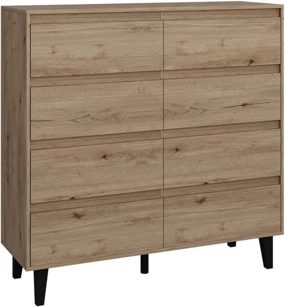 Vicco Sideboard Bahia Eiche 120 x 117 cm mit 8 Schubladen