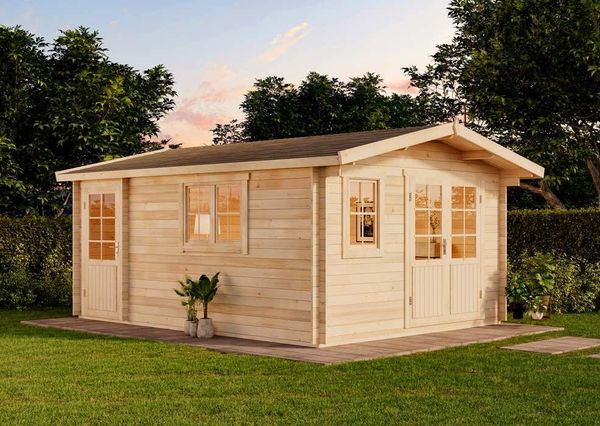 Alpholz Gartenhaus Jennifer Gartenhaus aus Holz Holzhaus mit 28 mm Wandstärke Blockbohlenhaus mit Montagematerial