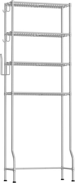 Songmics 4-stöckiges Toilettenregal mit verstellbaren Ablagen und Toilettenpapierhalter, Metall taubengrau, 30 x 63 x 176 cm