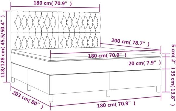 vidaXL Boxspringbett mit Matratze & LED Schwarz 180x200 cm Samt 3136319 Bild 2