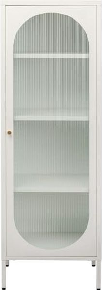 Kare Design Vitrine Naxos, Weiß, Kommode, Aufbewahrung, Stahlgestell, Glas Tür, Wohnzimmer, Flur, Schlafzimmer, 150 x 50 x 35 cm