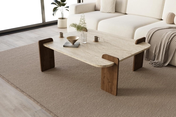 moebel17 Couchtisch Couchtisch Brilliance Travertin Braun Granit Optik 90x70 (1-St)