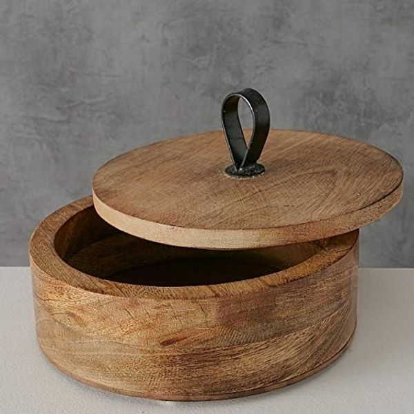 Runde Box KABIR, Mangoholz, Ø 19 cm