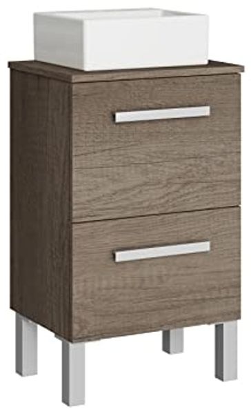 Baikal Badezimmermöbel-Set, 45 cm, inkl. Möbel mit Waschbecken, Melamin 16, montiert, Oberteil + Waschbecken, ohne Spiegel, Zwei Schubladen von Nebraska
