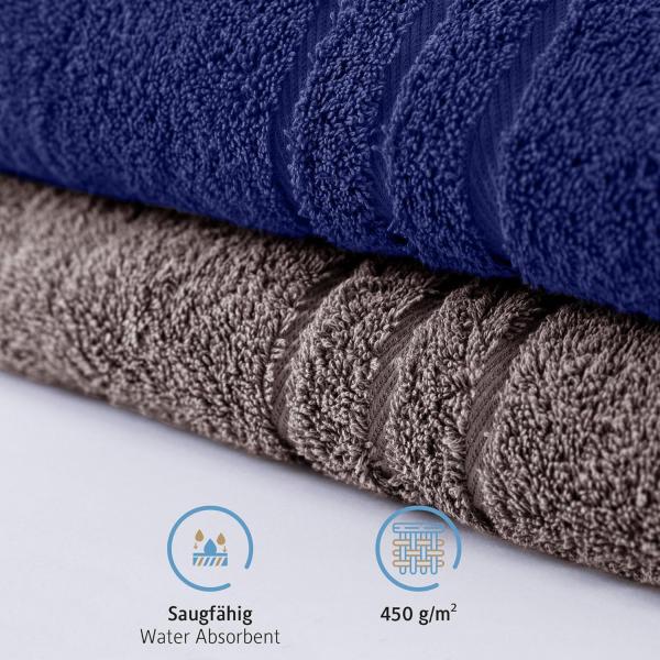 Komfortec 2er Saunatuch Set 80x200 cm aus 100% Baumwolle, XXL-Saunatücher, Sauna Handtuch, Weich, Groß, Frottee, Schnelltrocknend, Anthrazit/Navyblau Bild 4