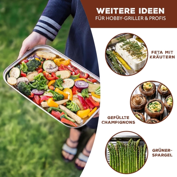 Bremermann Grillschale, Edelstahl-Grillpfanne, ca. 35 x 24,5 cm Bild 6