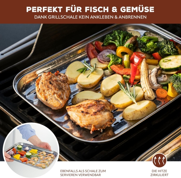 Bremermann Grillschale, Edelstahl-Grillpfanne, ca. 35 x 24,5 cm Bild 4