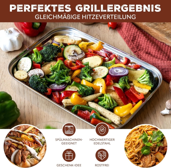 Bremermann Grillschale, Edelstahl-Grillpfanne, ca. 35 x 24,5 cm Bild 2