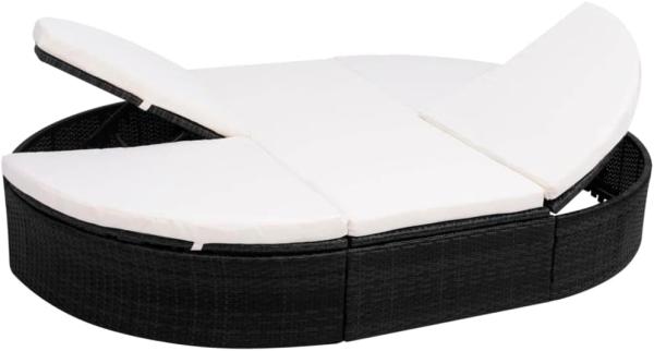 vidaXL Outdoor-Loungebett mit Kissen Poly Rattan Schwarz 42940