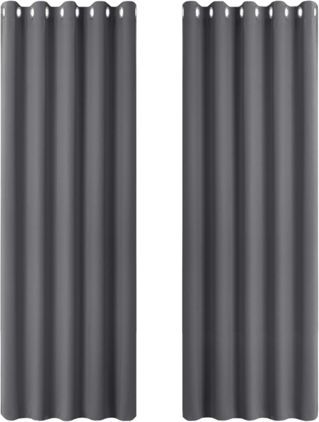 PONY DANCE Vorhang Grau Blickdicht 2er Set H 228 x B 167 cm Wohnzimmer Gardinen Verdunkelnd mit Ösen Verdunklungsvorhänge Thermovorhang Hitzeschutz Haustür